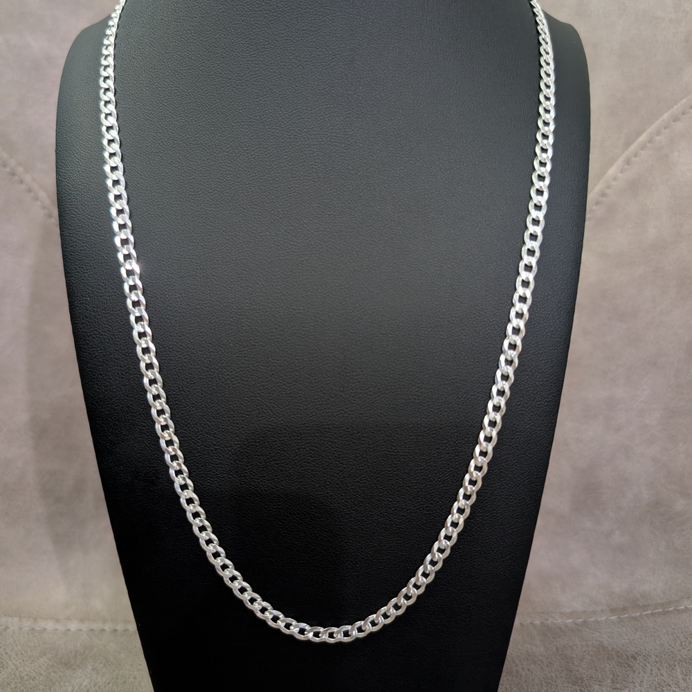 Solid .925 Sterling Silver 24" Cuban Chain